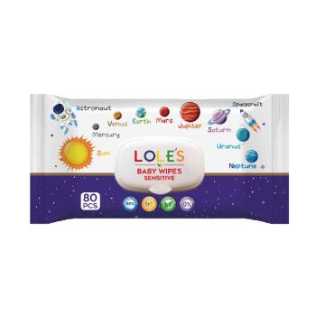 【12入】LOLES 無酒精溫和潔膚濕紙巾-有蓋80片 (歡樂星球) 【即期品2026.04.02】