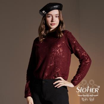 SiOHER.D羊毛編織鏤空蕾絲精品上衣