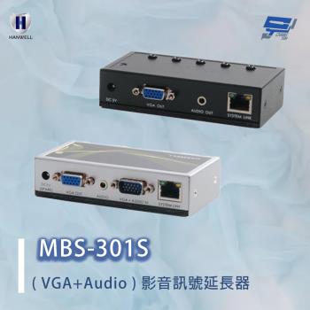 昌運監視器 HANWELL MBS-301S VGA+Audio影音訊號 CAT5延長器 可以延長至 300M