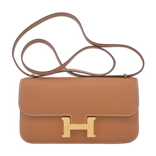 Hermes 愛馬仕 Constance Elan Epsom 牛皮附鏡斜背包(37駝金/W刻/金釦)