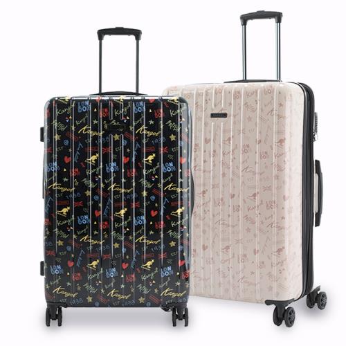 【KANGOL】英國袋鼠 24吋塗鴉滿版防盜拉鍊行李箱(多色任選)