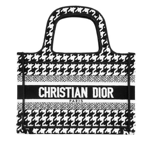 Dior 展示品 Book Tote 千鳥格帆布迷你托特手提包(白/黑)
