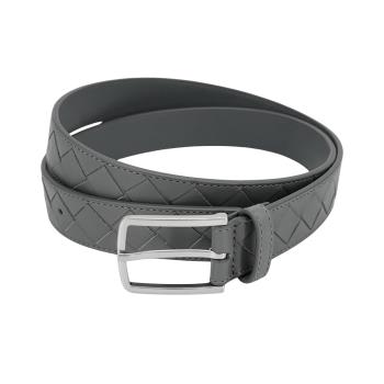 Bottega Veneta 展示品 編織小牛皮仿舊銀釦皮帶-95cm(灰)