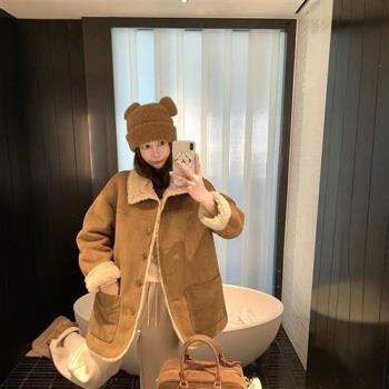 【巴黎精品】羊羔毛外套皮草大衣-大翻領雙面穿皮毛一體女外套a1iu60
