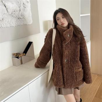 【巴黎精品】羊羔毛外套皮草大衣-兩面穿皮毛一 體麂皮絨女外套a1iu36