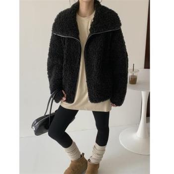 【巴黎精品】羊羔毛外套皮草大衣-慵懶風韓版寬鬆翻領女外套3色a1iu28