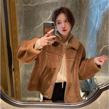 【巴黎精品】羊羔毛外套皮草大衣-美拉德秋冬加厚保暖女外套5色a1iu23