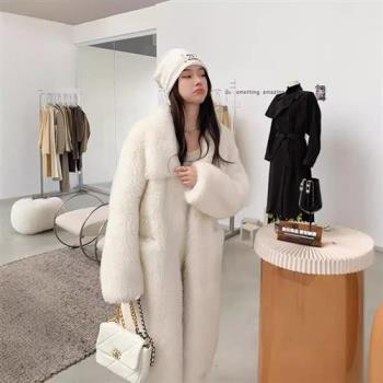 【巴黎精品】羊羔毛外套皮草大衣-翻領羊羔毛羊剪絨顆粒女外套2色a1iu12