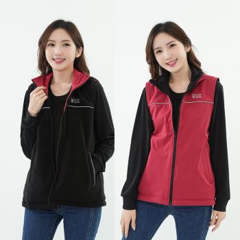 【遊遍天下】女男女款防風刷毛保暖機能雙面穿背心GV21003 / 紅色 ( S - XL )