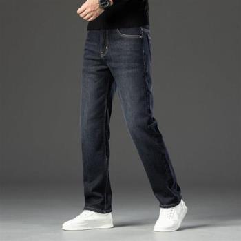 【米蘭精品】牛仔褲休閒長褲-冬季寬鬆直筒潮流運動男褲子2色74jh8