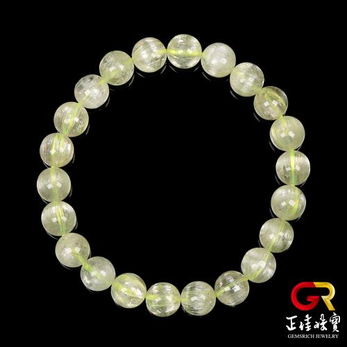 【正佳珠寶】綠鋰輝 頂級拉絲貓眼綠鋰輝石 8.4-8.8mm 拉絲綠鋰輝手珠｜日本彈力繩