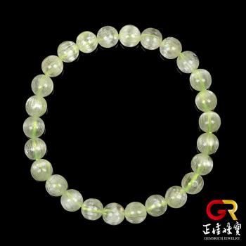 【正佳珠寶】綠鋰輝 頂級拉絲貓眼綠鋰輝石 6.8-7.3mm 拉絲綠鋰輝手珠｜日本彈力繩