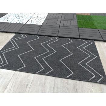 【範登伯格】爵士★類亞麻室內外地毯/踏墊-閃電(黑)60x110cm