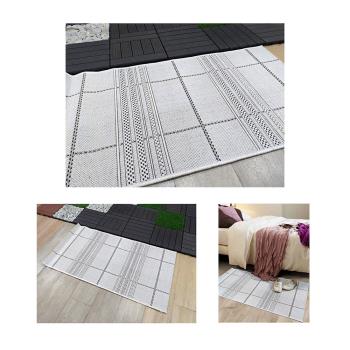 【範登伯格】爵士★類亞麻室內外地毯/踏墊-格狀(米)60x110cm