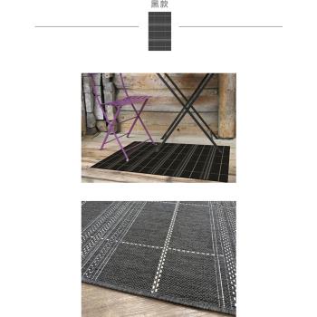 【範登伯格】爵士★類亞麻室內外地毯/踏墊-格狀(黑)60x110cm