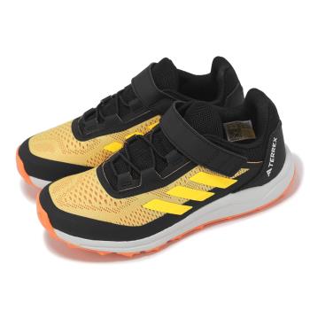 adidas 越野跑鞋 Terrex Agravic Flow CF K 中童 黑黃 魔鬼氈 緩衝 小朋友 愛迪達 IE7600
