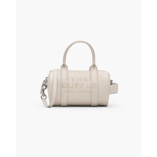 【MARC JACOBS】DUFFLE MINI真皮圓筒包 白