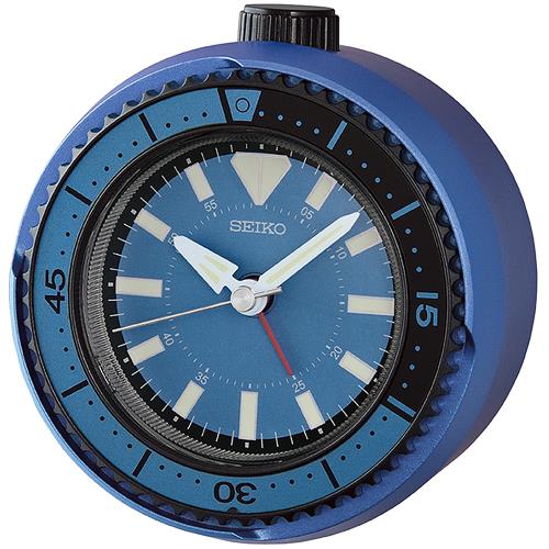 SEIKO 精工 新款水鬼潛水錶造型貪睡鬧鐘/藍/QHE207E