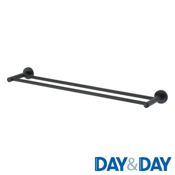 DAY&DAY 304不銹鋼雙桿毛巾掛桿組-黑 75公分