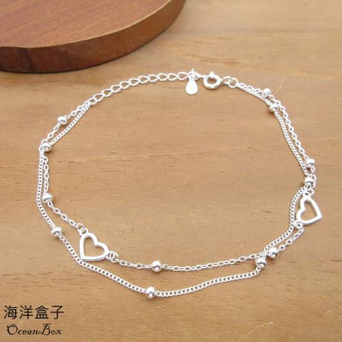 【海洋盒子】甜美浪漫雙層愛心間隔圓珠925純銀手鍊.女用手鍊