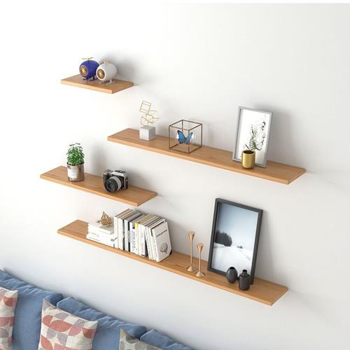 CS22 牆上壁掛式一字木板收納置物架-4入組