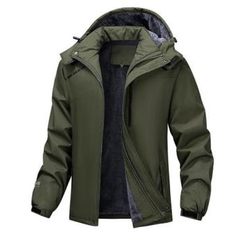 【米蘭精品】衝鋒衣防風夾克-加絨加厚連帽保暖男外套4色74jd88