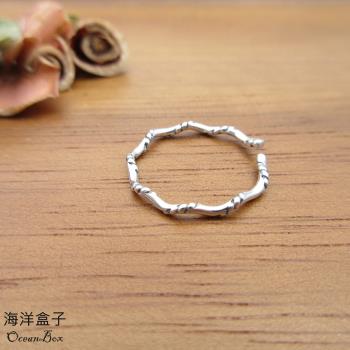 【海洋盒子】輕盈小巧簡約線條925純銀戒指.可調整戒圍.外鍍專櫃級正白K