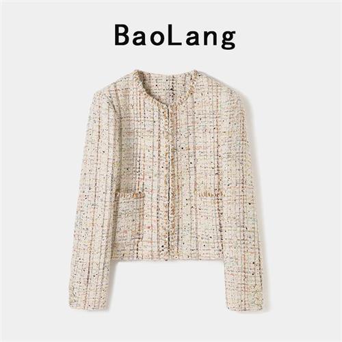 【米蘭精品】西裝外套毛呢西服-小香風精緻細膩輕奢典雅女外套五彩繽紛米色74je12