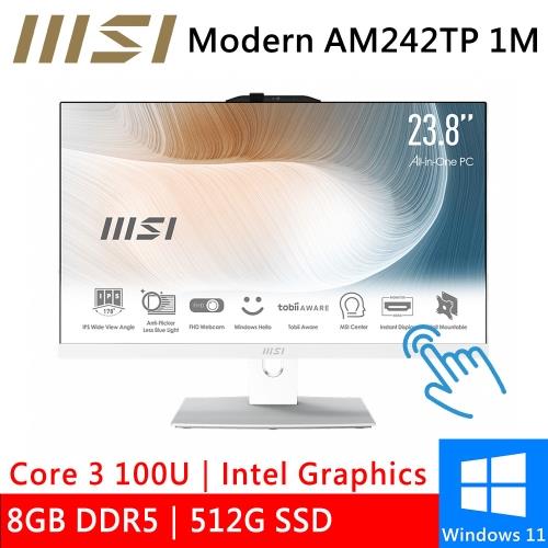微星 Modern AM242TP 1M-1063TW 原廠機 24型 白(Intel Core 3 100U/8G/512GB/W11/十點觸控)