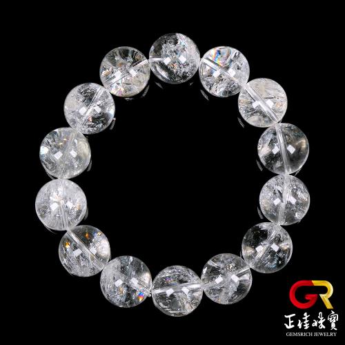【正佳珠寶】白水晶 頂級爆阿賽 16.2-16.8mm 白水晶手珠｜日本彈力繩