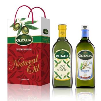 Olitalia 奧利塔 PURE純橄欖油1000ml+玄米油1000ml禮盒組