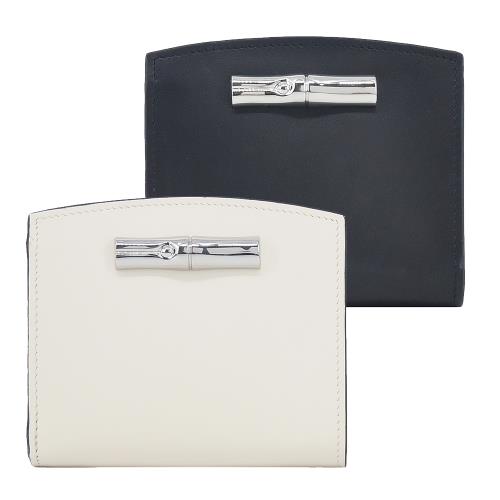 LONGCHAMP LE ROSEAU系列竹節小牛皮流線短夾(多色選)