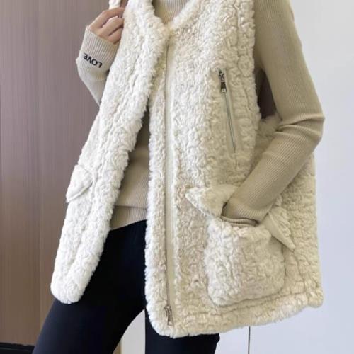 【LANNI 藍尼】★羊羔毛暖暖背心外套(上衣/女裝/背心/休閒/百搭)