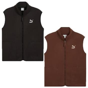 Puma 立領背心外套 男裝 搖粒絨 保暖 歐規 黑/棕【運動世界】62672701/62672765