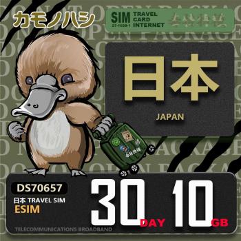 【鴨嘴獸 旅遊網絡卡】日本eSIM 30日 10GB 用完斷網 網絡卡 日本上網絡卡 免換卡 流量上網絡卡