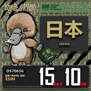 【鴨嘴獸 旅遊網絡卡】日本eSIM 15日 10GB 用完斷網 網絡卡 日本上網絡卡 免換卡 流量上網絡卡
