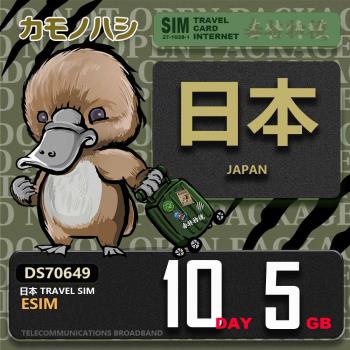 【鴨嘴獸 旅遊網絡卡】日本eSIM 10日 5GB 用完斷網 網絡卡 日本上網絡卡 免換卡 流量上網絡卡
