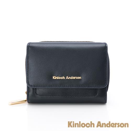【金安德森】Evelyn 牛皮三折中夾-夜空藍