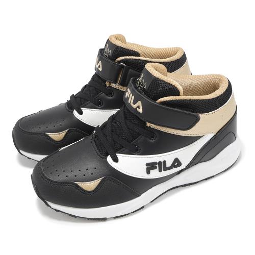 Fila 休閒鞋 J442Z 大童 黑 白 金 魔鬼氈 緩衝 小朋友 斐樂 2J442Z080