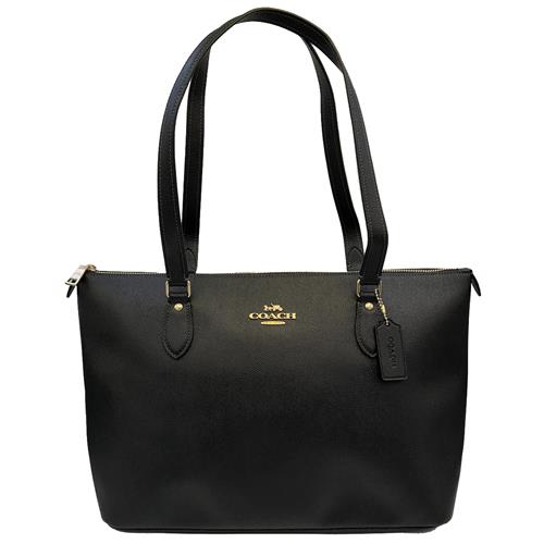【COACH】素面牛皮肩背大購物/托特包(黑)