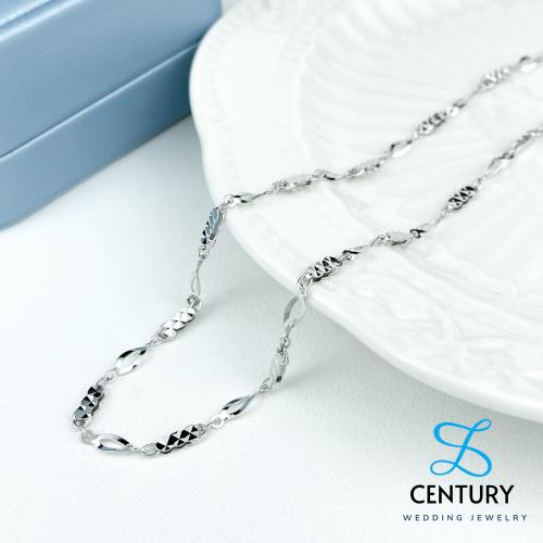 【世紀白金】Pt950鉑金(白金)項鍊鑽石車花S型光面項鍊 約45公分