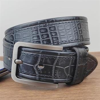 【米蘭精品】皮帶真皮腰帶-牛皮時尚鱷魚紋百搭男配件4色74jq25