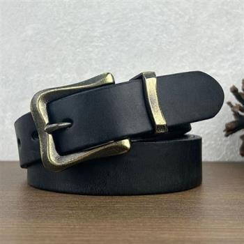 【米蘭精品】皮帶真皮腰帶-牛皮加厚復古銅釦女配件4色74jq34