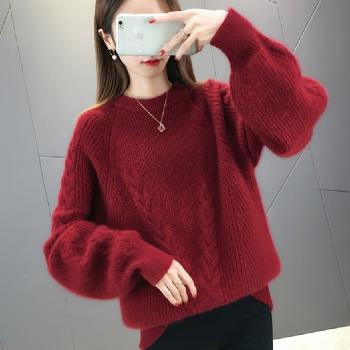 【LANNI 藍尼】★慵懶圓領不扎身毛衣(女上衣/毛衣/休閒/針織衫)