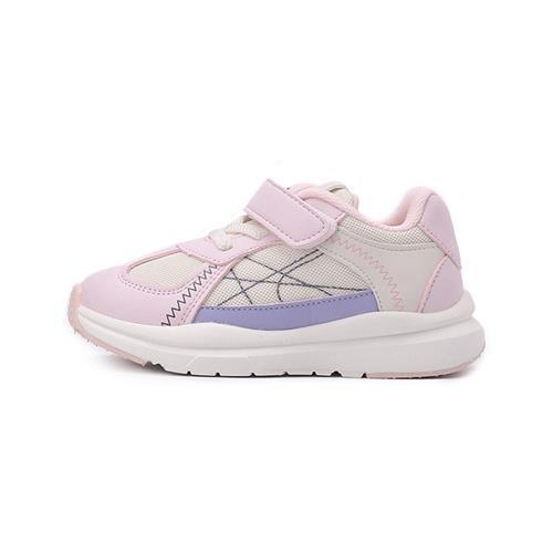 TE TE 側車線魔鬼氈運動休閒鞋 粉 中童鞋 鞋全家福