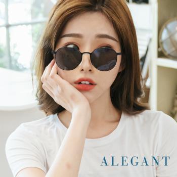【ALEGANT】古著穿搭墨韻黑圓框寶麗來偏光墨鏡│UV400太陽眼鏡│圓韻浮影