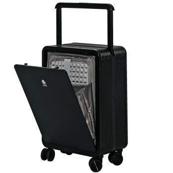 【USSARO】20吋前開式晶彩系列框箱/行李箱/旅行箱/登機箱(午夜黑)