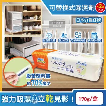 (2盒超值組)日本ST雞仔牌-Compact防潮可替換式家庭用除濕劑170g/盒-橘標(放置型集水袋吸濕盒,衣櫥鞋櫃乾燥防臭,廚房水槽吸水氯化鈣)