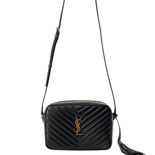 YSL LOU CAMERA BAG  絎縫牛皮流蘇相機包(黑色)