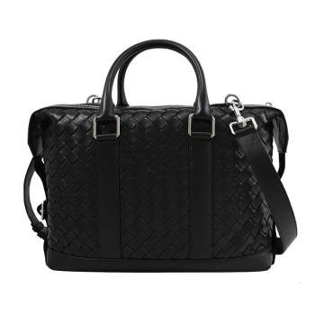 BOTTEGA VENETA 679899 質感編織牛皮大容量手提兩用公事包.黑